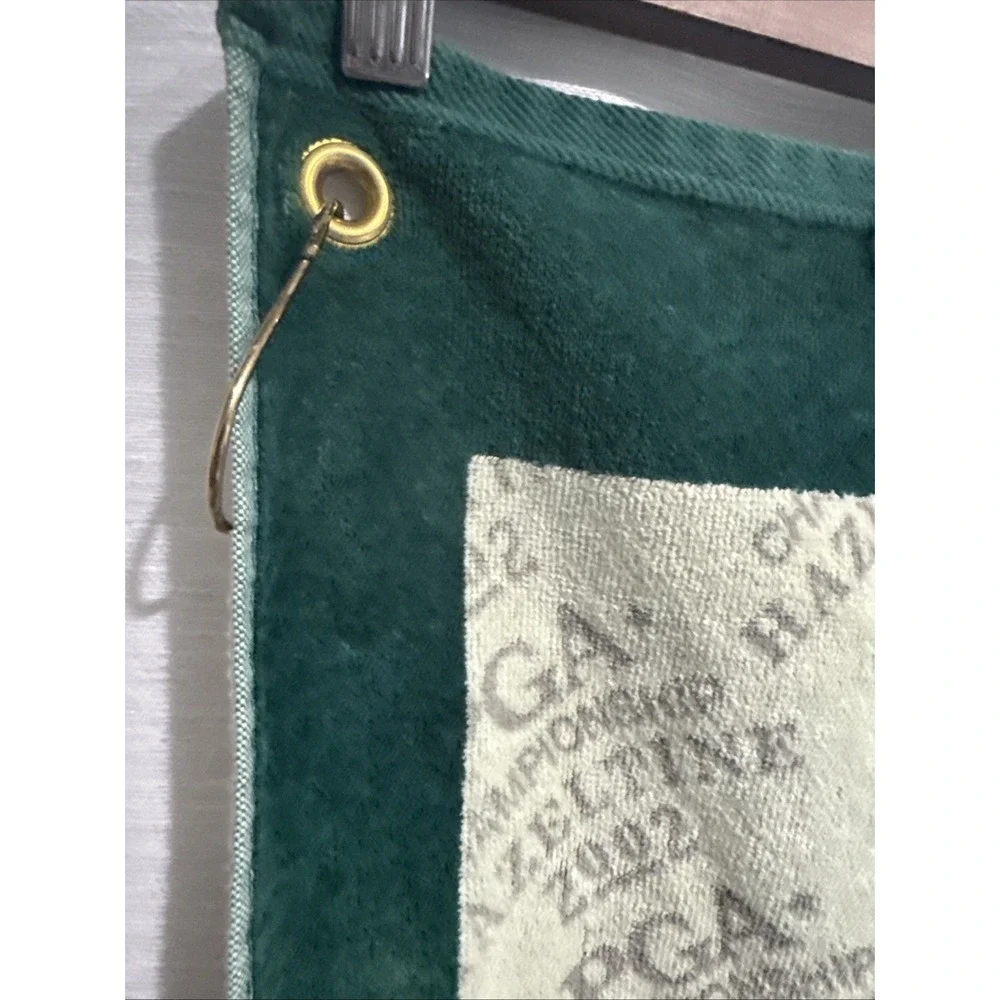 PGA Championship Hazeltine 2002 Green & Beige Cotton Golfbag Towel with Clip